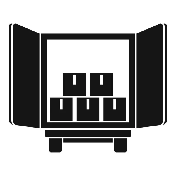Icône de camion entrepôt ouvert, style simple — Image vectorielle