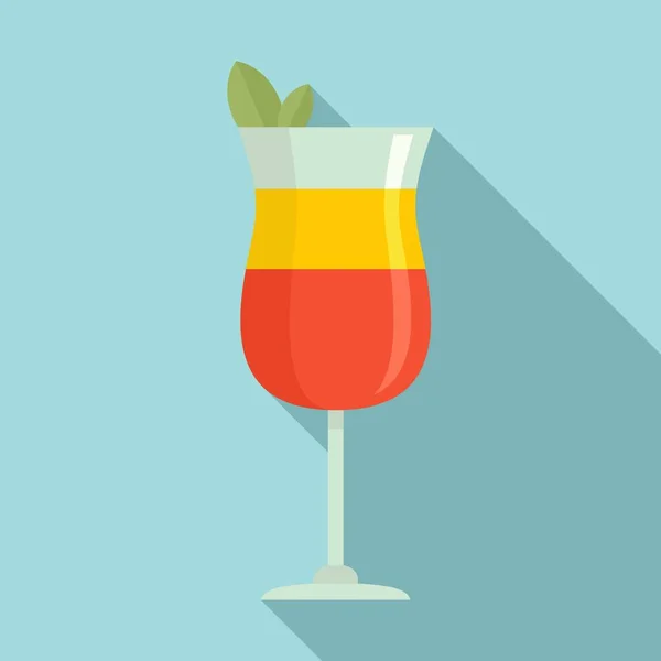 Икона летнего коктейля, плоский стиль — стоковый вектор