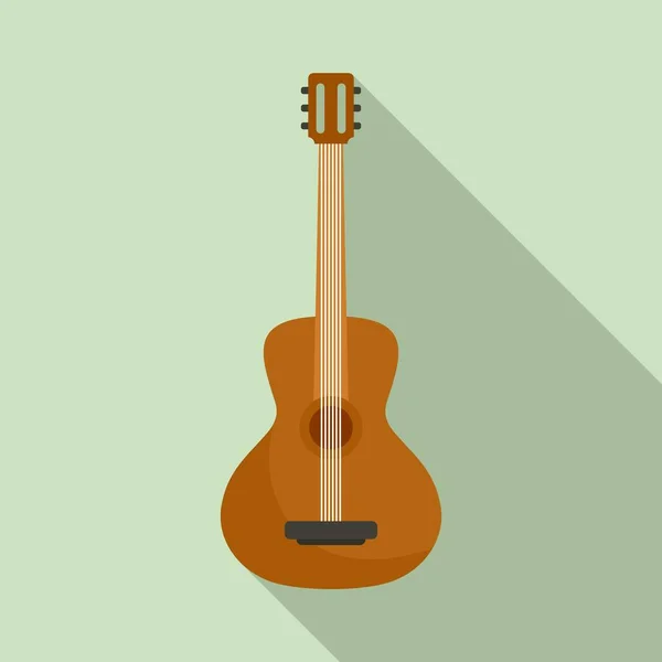 Acoustic guitar icon, flat style — Stock Vector