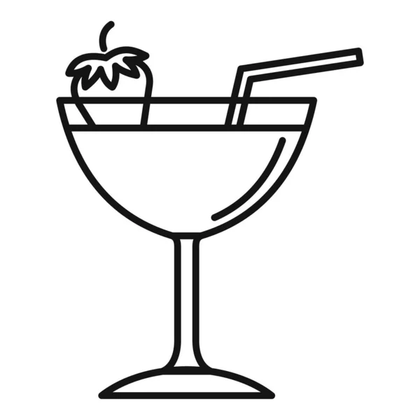 Strawberry cocktail icon, outline style — Stock Vector