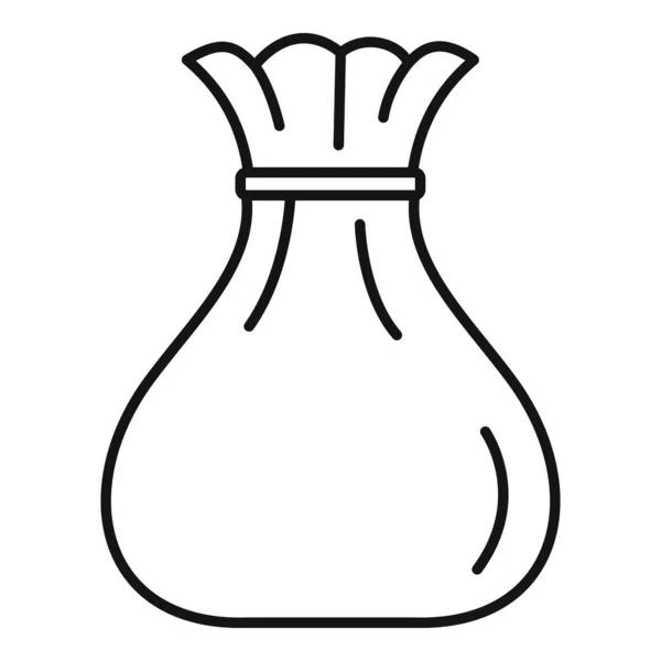 Burlap zak pictogram, omtrek stijl — Stockvector