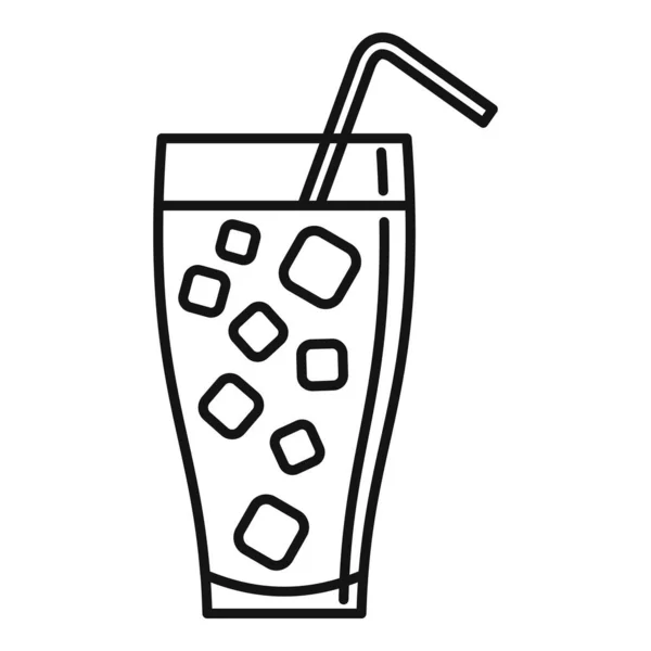 冰块苏打水鸡尾酒图标,轮廓风格 — 图库矢量图片