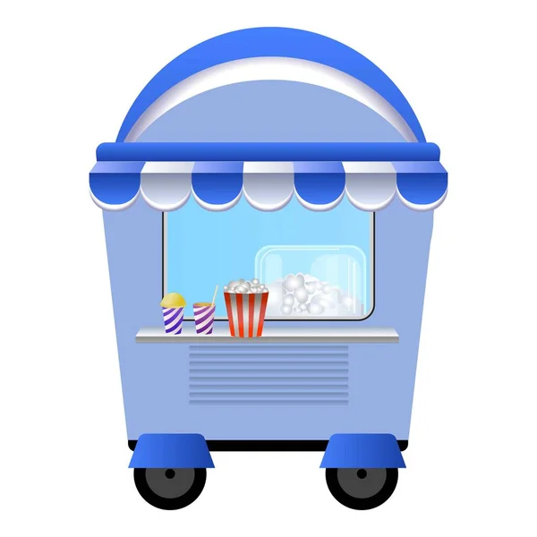 Icona chiosco popcorn, stile cartone animato — Vettoriale Stock