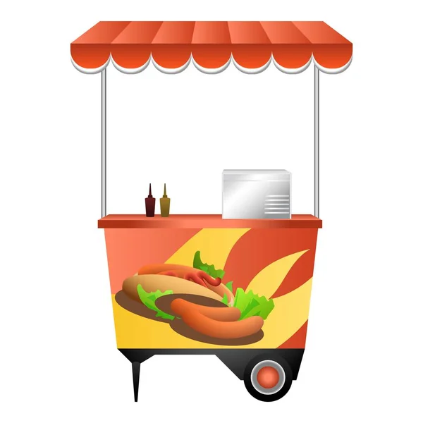 Hotdog-Kiosk-Ikone im Cartoon-Stil — Stockvektor