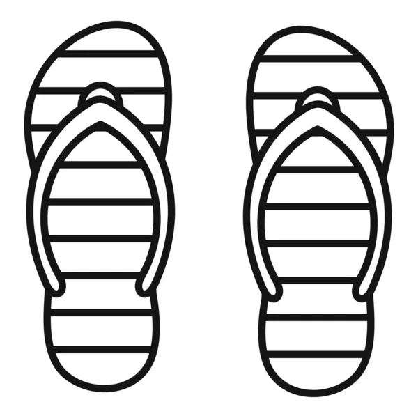Beach slippers icon, outline style — Stock Vector