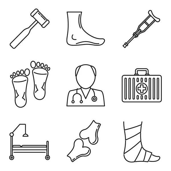 Set di icone per la cura dei podologi, stile contorno — Vettoriale Stock