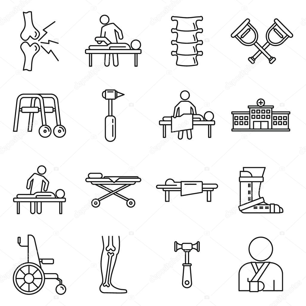 Medical chiropractor icons set, outline style