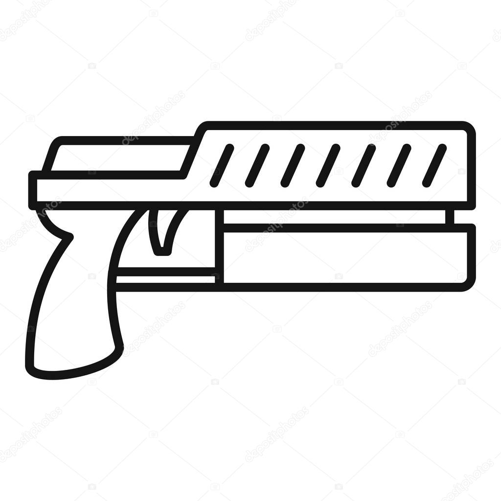 Raygun blaster icon, outline style