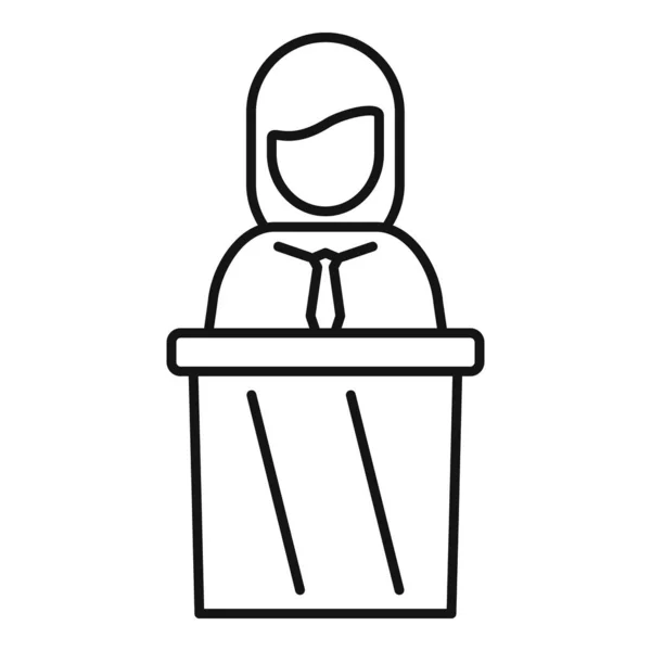 Gestionnaire femme haut-parleur icône, style contour — Image vectorielle