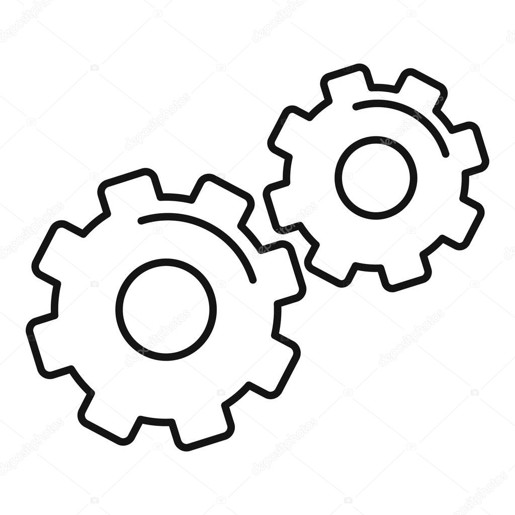 Physics gear system icon, outline style