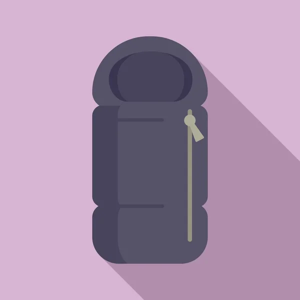Zipper sleeping bag icon, flat style — Stock Vector