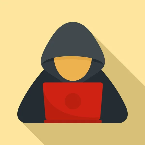 Кибер-хакер икона, плоский стиль — стоковый вектор
