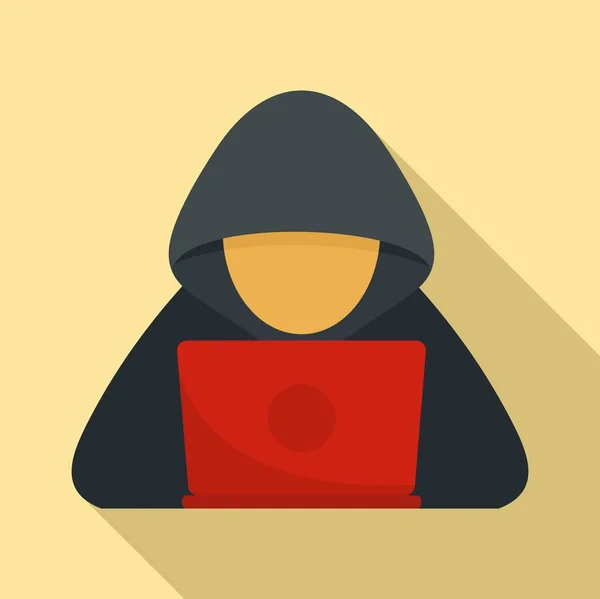 Icono de hacker cibernético, estilo plano — Vector de stock