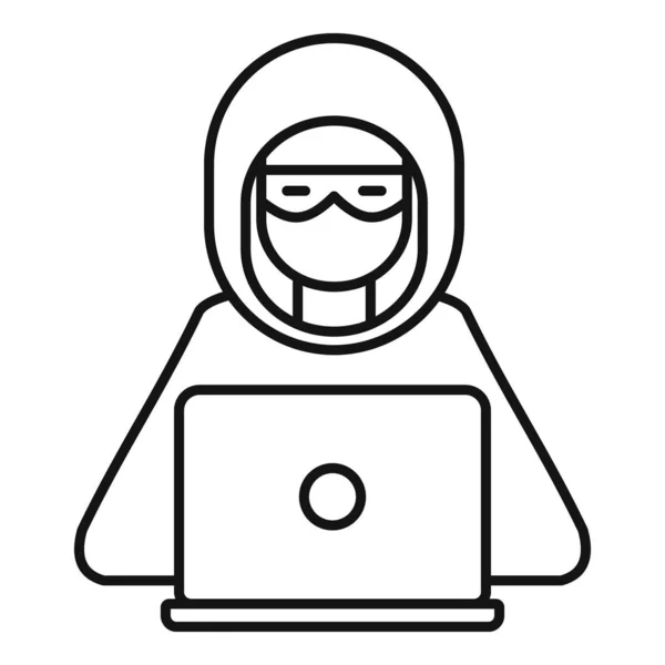 Hacker man icon, outline style — 스톡 벡터