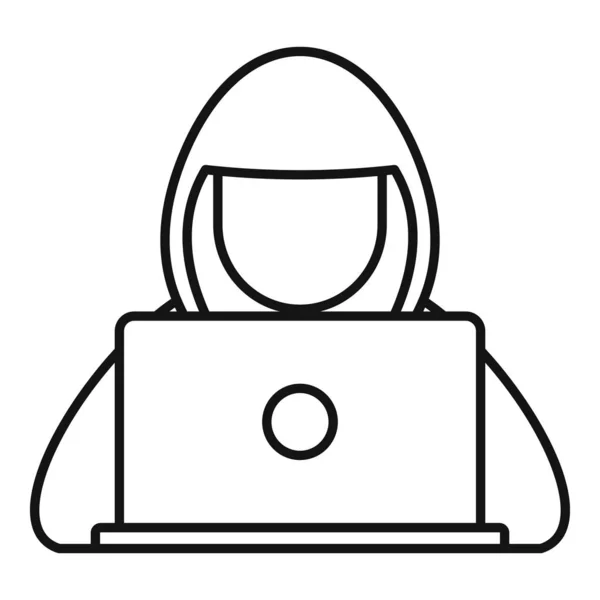 Hacker icône de capuche, style contour — Image vectorielle