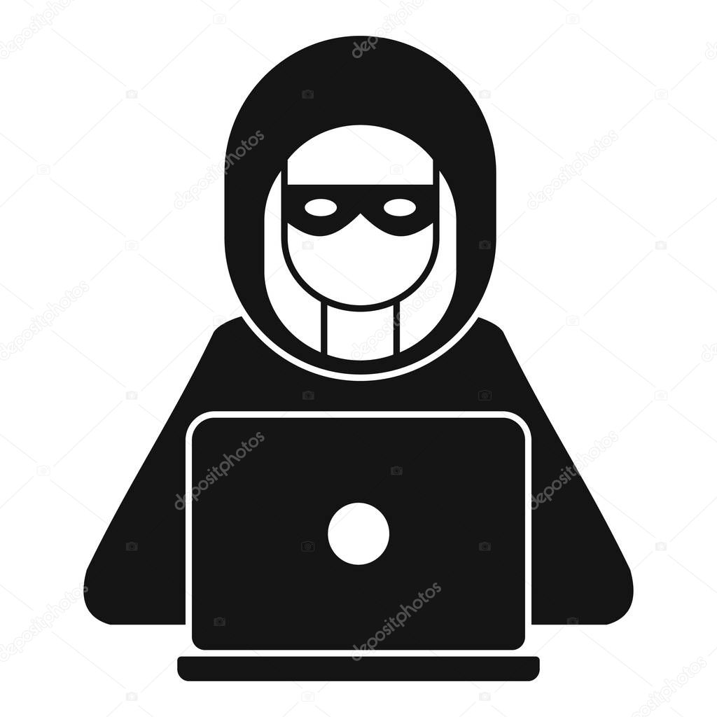 Hacker man icon, simple style