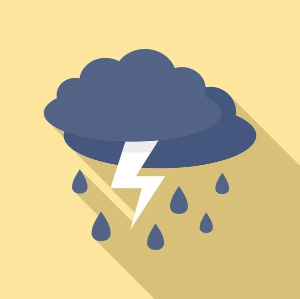 Weather thunderstorm icon, flat style