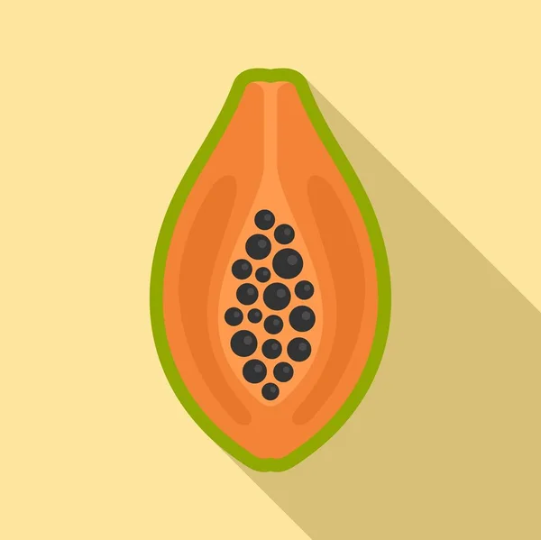Fél papaya ikon, lapos stílus — Stock Vector