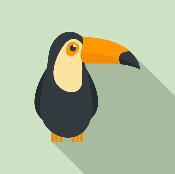 Icono de pájaro tucán, estilo plano — Vector de stock