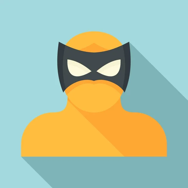 Yellow superhero icon, flat style — 스톡 벡터