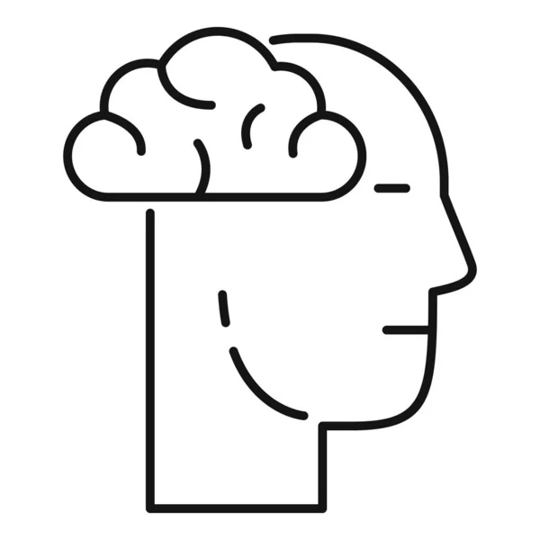 Człowiek quest ikona mózgu, zarys stylu — Wektor stockowy