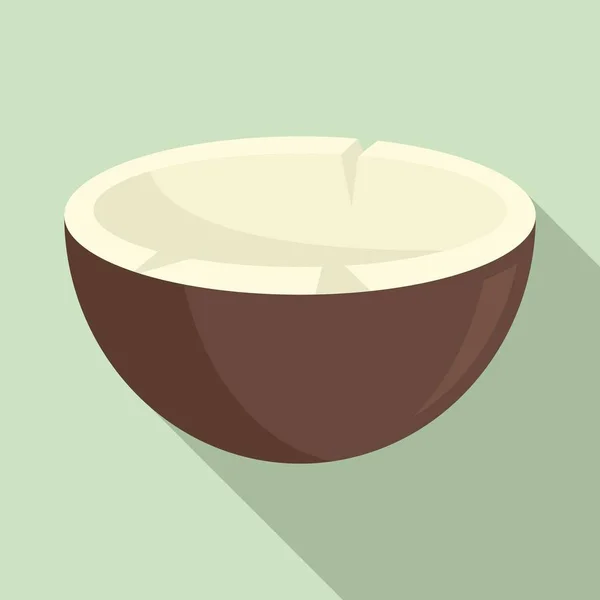 Coconut bowl icon, flat style — Stok Vektör