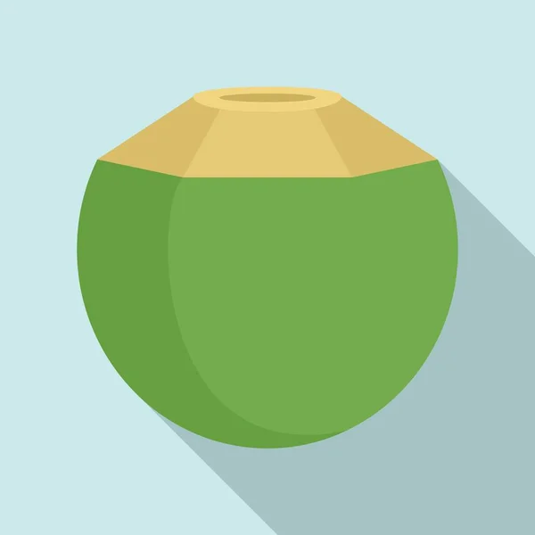 Freshness coconut icon, flat style — Stock vektor