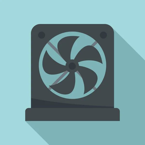 Icono del ventilador de la caja de PC, estilo plano — Vector de stock