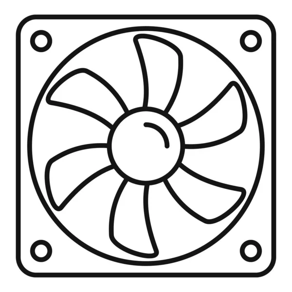 Icône du ventilateur du système PC, style contour — Image vectorielle