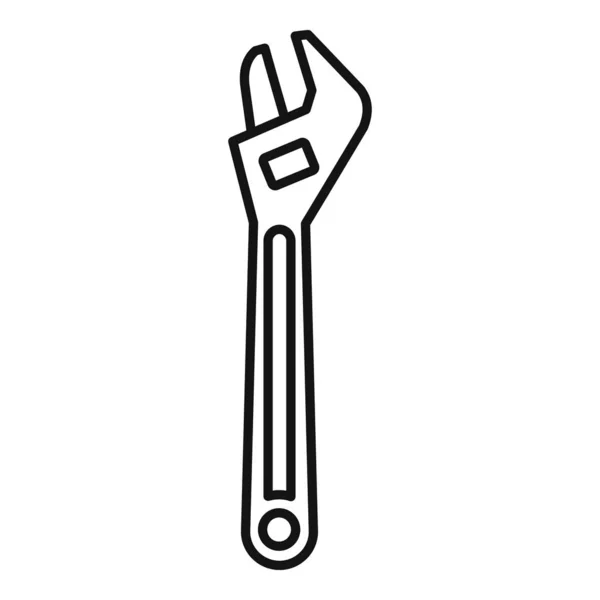 Icono de llave de acero, estilo de contorno — Vector de stock