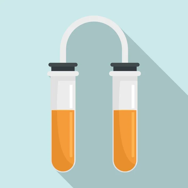 Double test tube lab icon, flat style — Stock Vector