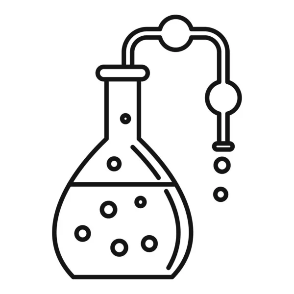 Icono de frasco de laboratorio de tubería, estilo de esquema — Vector de stock