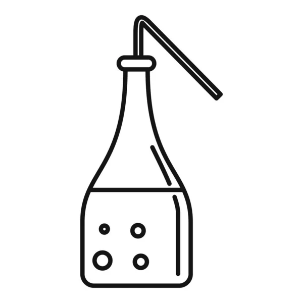 沸腾的实验室瓶子图标,轮廓风格 — 图库矢量图片