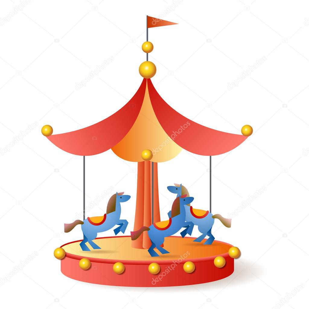 Horse carousel icon, cartoon style