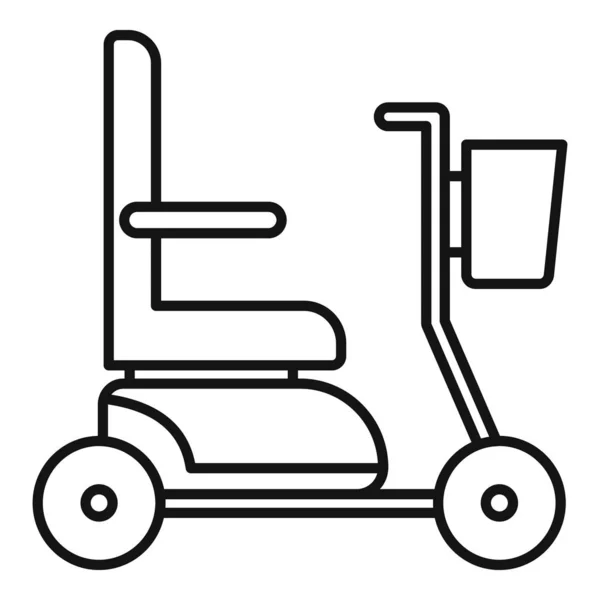電動車椅子のアイコン、アウトラインスタイル — ストックベクタ