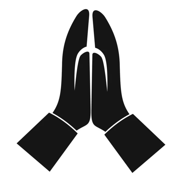 Person hands prayer icon, simple style — 스톡 벡터