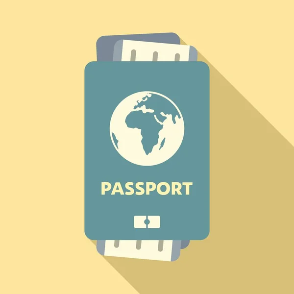Passport with ticket icon, flat style — Stock Vector
