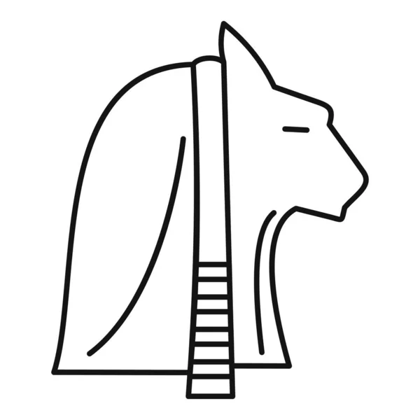 Egypt kočka hlava ikona, obrys styl — Stockový vektor