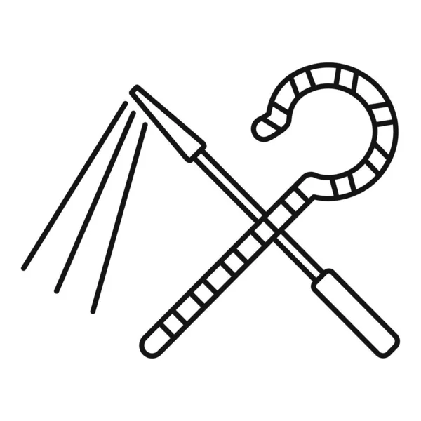 Ref. Egypt pharaoh tools icon, outline style — стоковый вектор