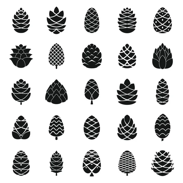 Pine cone icons set, simple style — Stock Vector