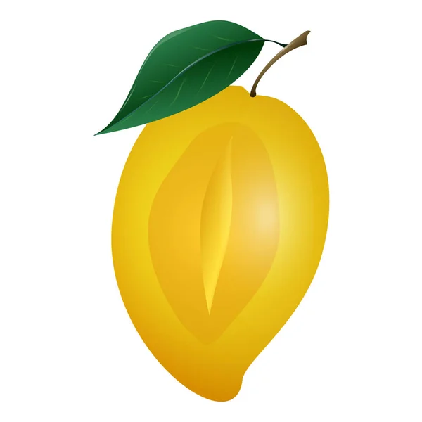 Icono mitad mango, estilo dibujos animados — Vector de stock