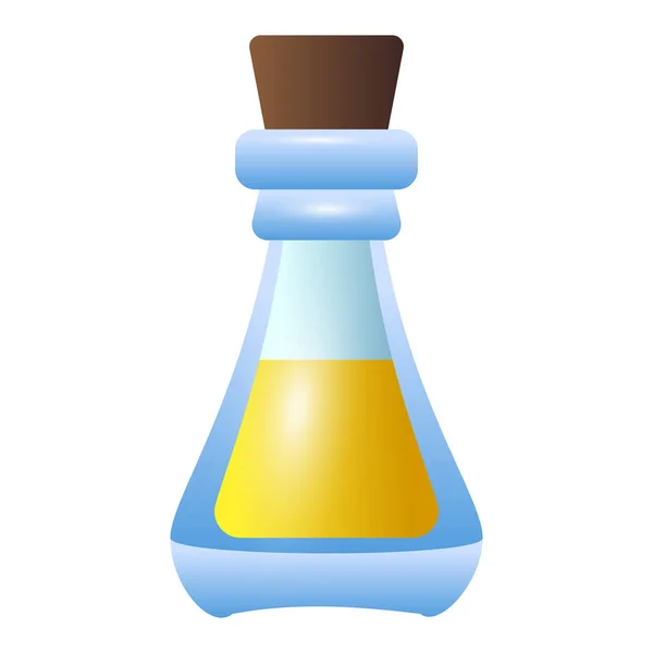 Yellow bottle potion icon, cartoon style — Stock Vector