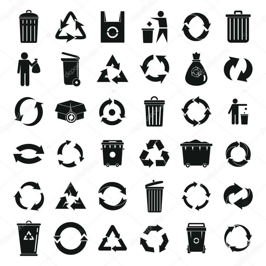Recycling icons set, simple style