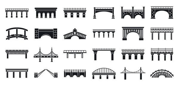 Conjunto de ícones de pontes rodoviárias, estilo simples — Vetor de Stock