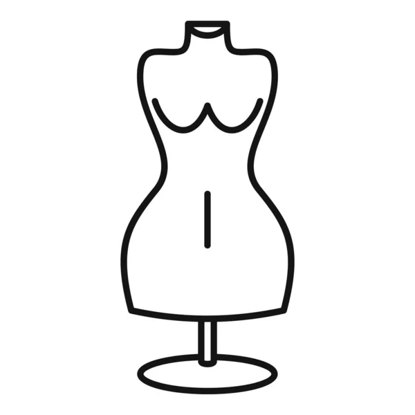 Vrouw jurk etalagepop pictogram, omtrek stijl — Stockvector