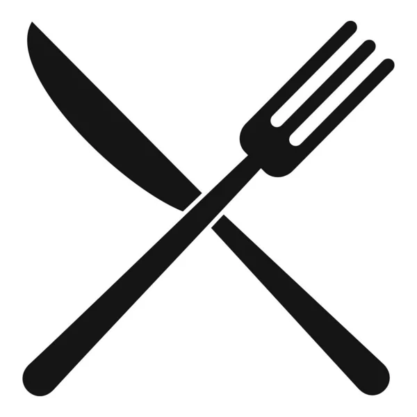 Cuchillo cruz tenedor icono, estilo simple — Archivo Imágenes Vectoriales