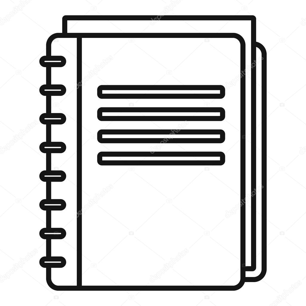 School notebook icon, outline style