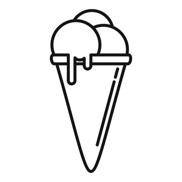 冰淇淋锥形图标,轮廓样式 — 图库矢量图片