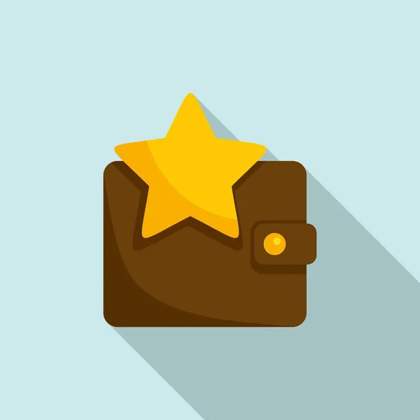 Star leather wallet icon, flat style — 스톡 벡터