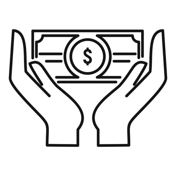 Money investor icon, outline style — Stock Vector